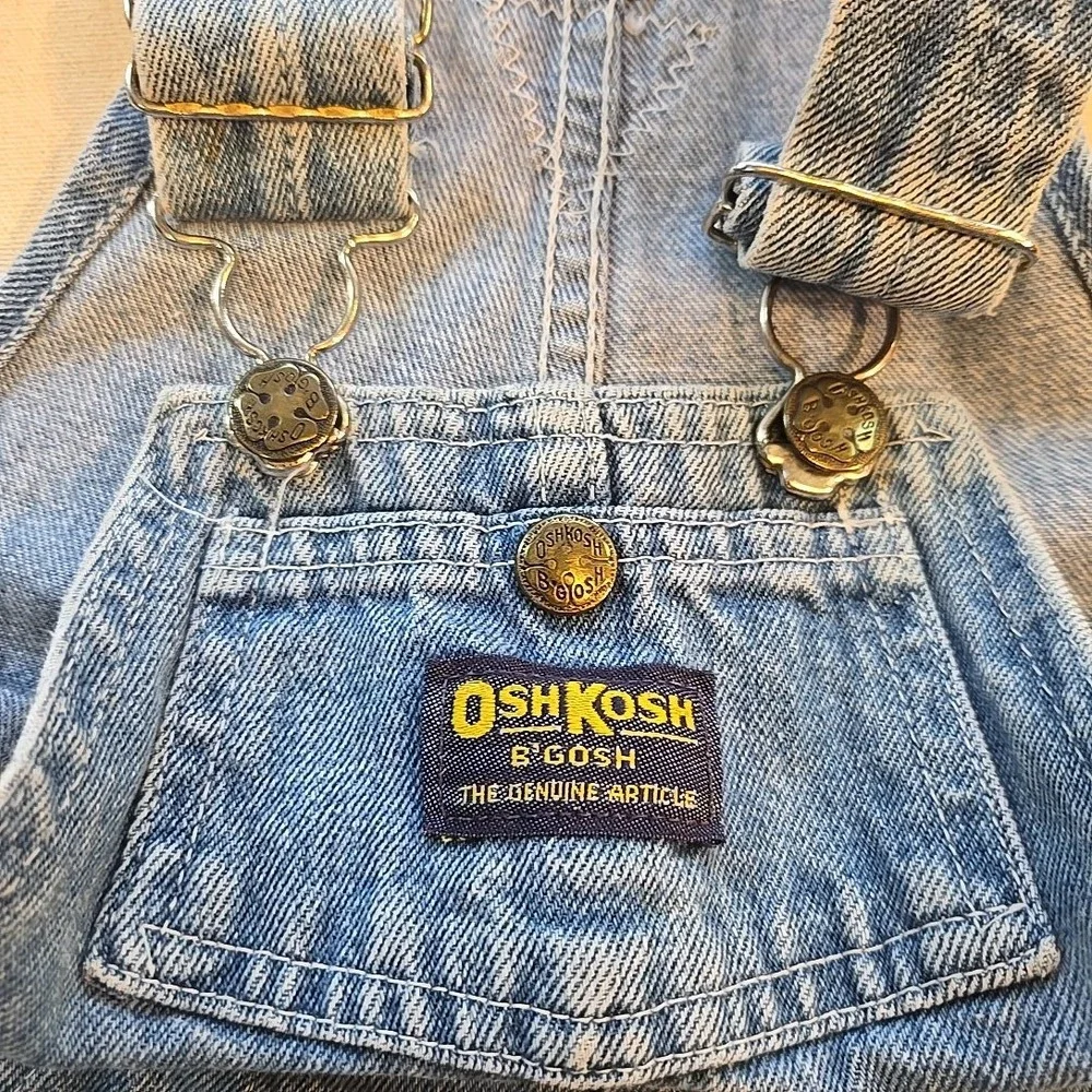 VTG OshKosh Vestbak Overalls Kids 4T USA Genuine Denim Triangle Patch 1990s USA‎